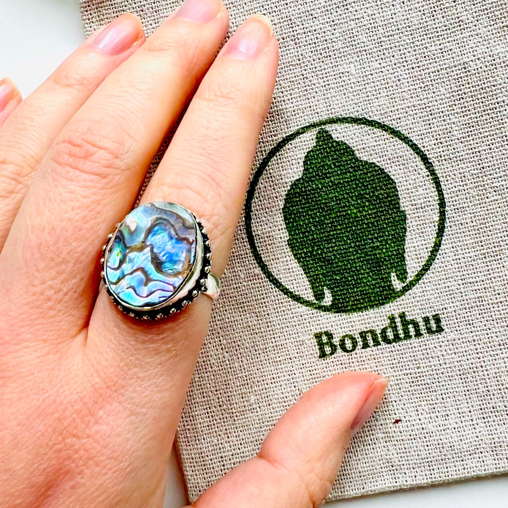 Nwt Abalone Shell Round Ring Sterling Silver Size 7.75